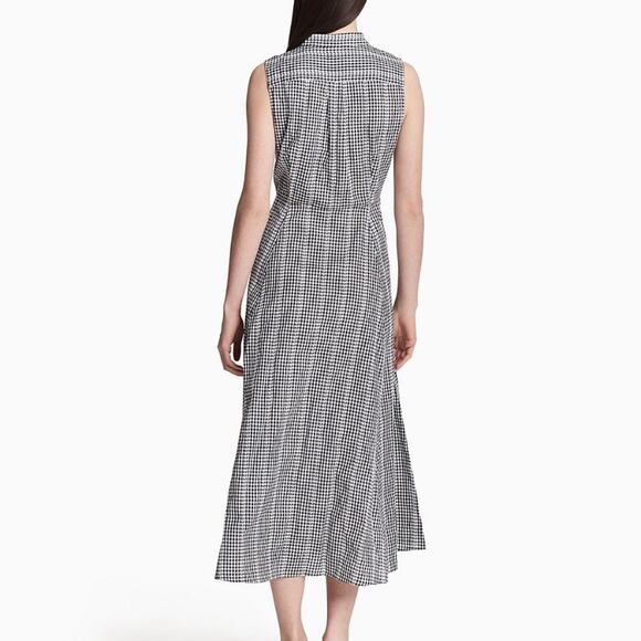 Calvin Klein Black Gingham Tie Front Button Front Maxi Shirt Dress Sz.22W - Picture 2 of 14